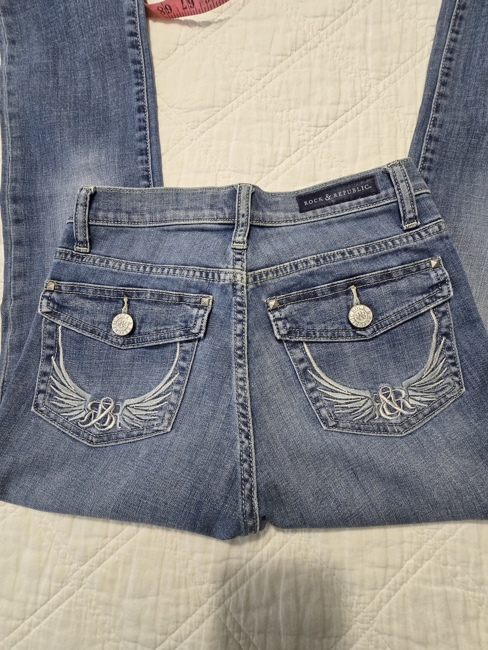 Rock & Republic Y2K Kendall Women’s Jeans Embroidered Angel Wing Pockets Size 2